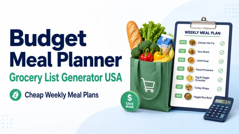 Budget Meal Planner + Grocery List Generator USA | Cheap Weekly Meal Plans