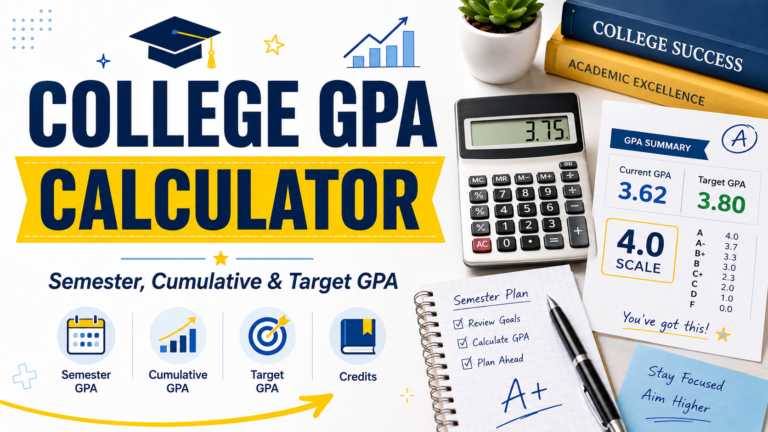 College GPA Calculator – Semester, Cumulative & Target GPA