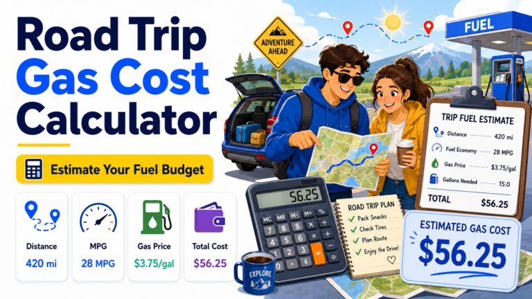 Road Trip Gas Cost Calculator USA – Estimate Fuel Cost & Gas Money