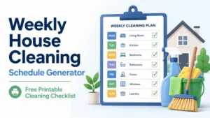 Weekly House Cleaning Schedule Generator | Free Printable Cleaning Checklist