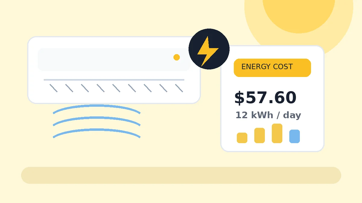 Air conditioner electricity usage and cost illustration