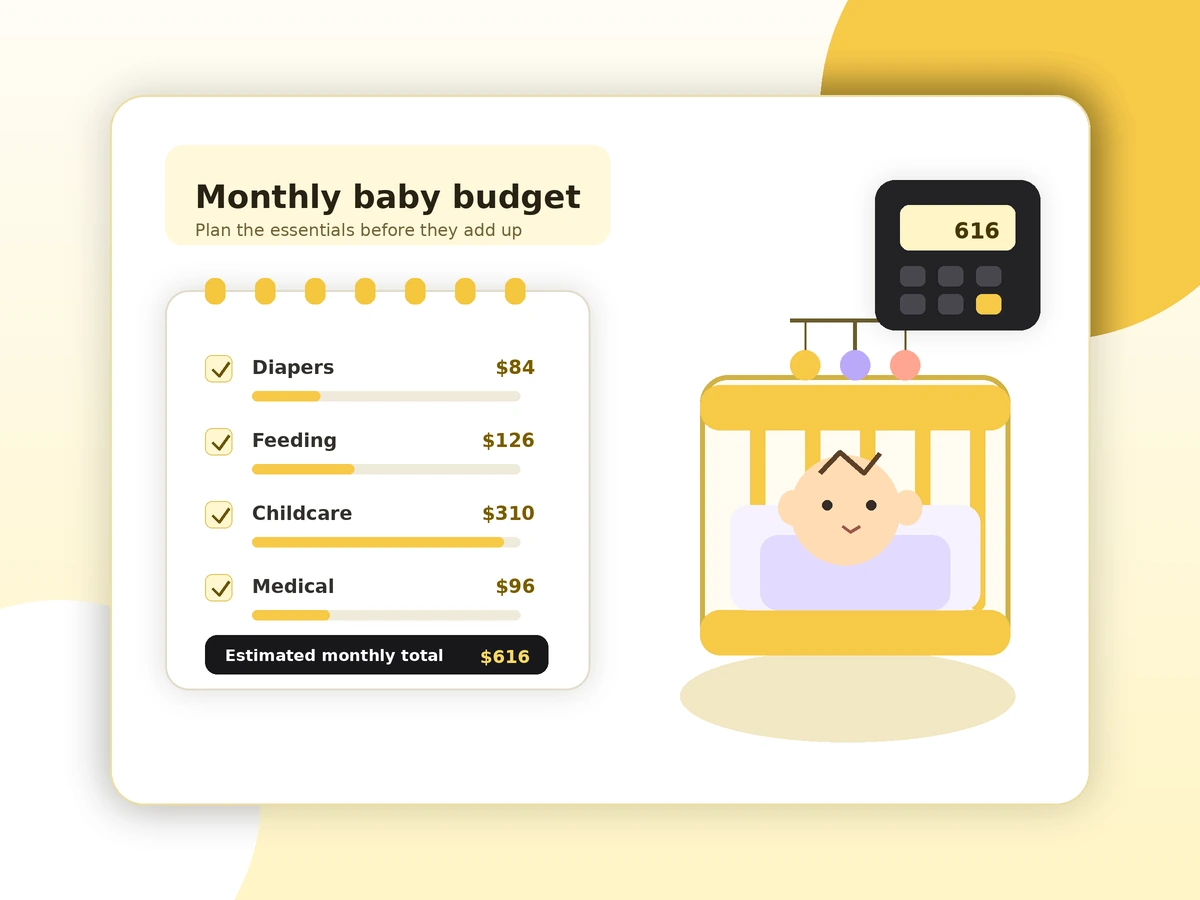 Parents planning a monthly baby budget
