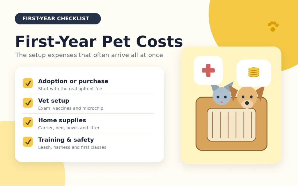 Pet Cost Calculator USA – Dog & Cat Monthly Cost Estimator first-year setup expenses