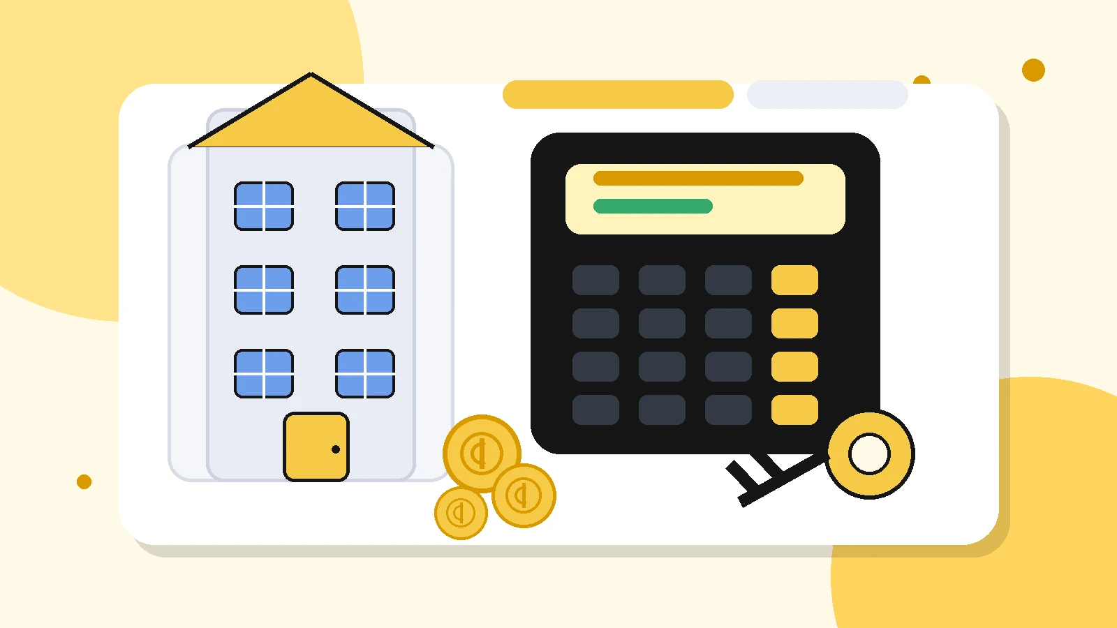 Apartment rent budget planning with a calculator and house