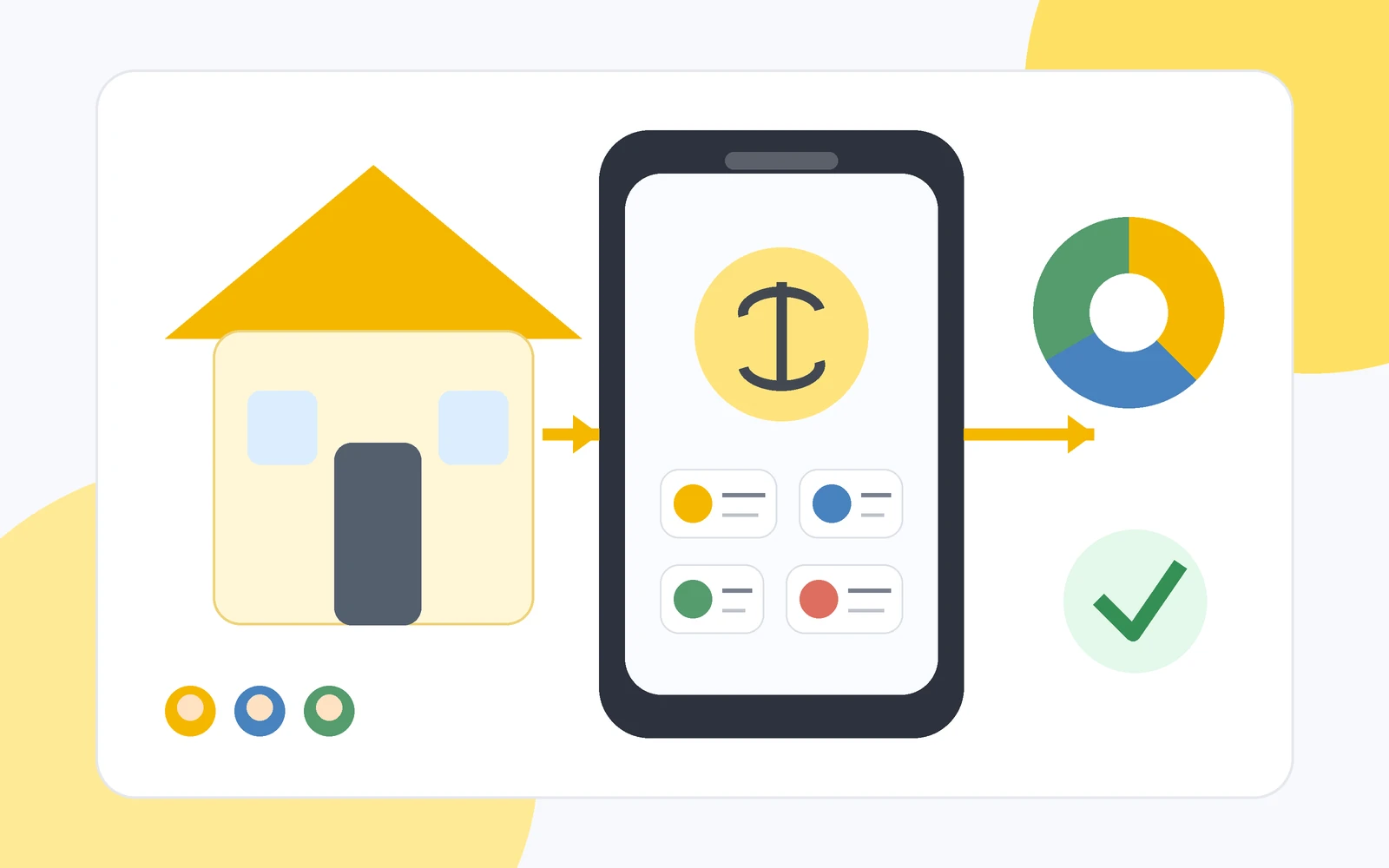 Mobile payment and fair roommate bill split illustration