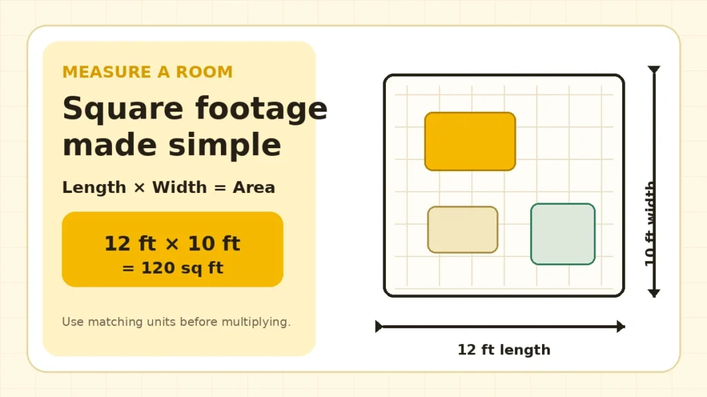 Room length and width square-foot measurement example