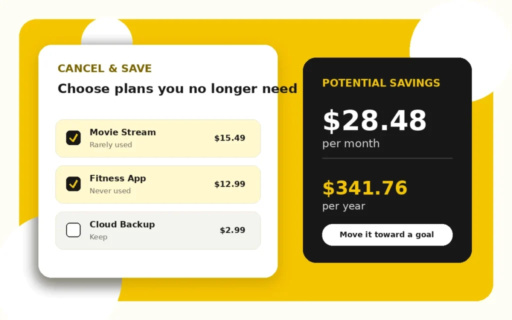 Illustration showing subscription cancellation savings