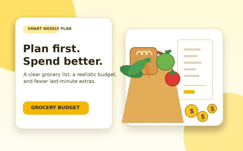 Planning a weekly grocery budget before shopping